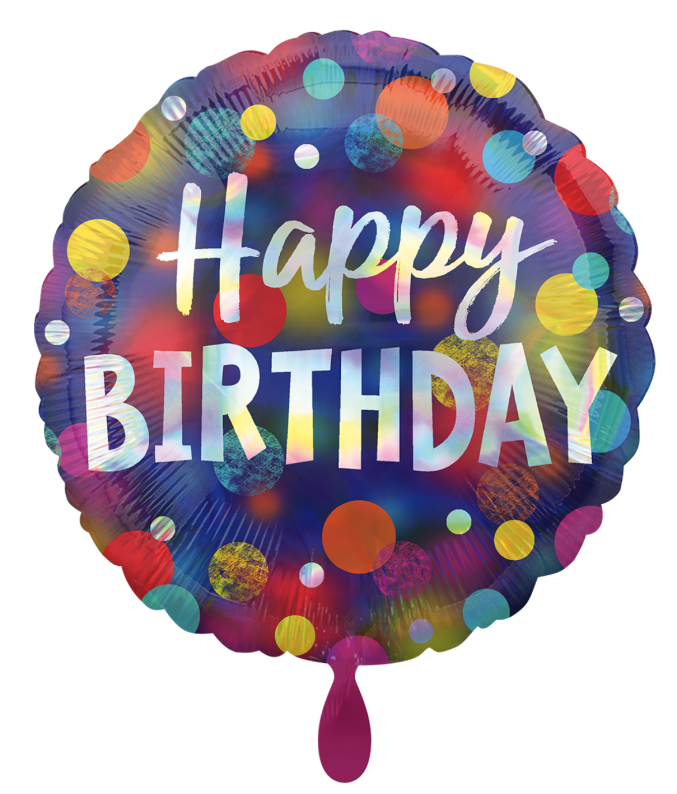 Folienballon rund - Holographic: Happy Birthday - ø 45cm